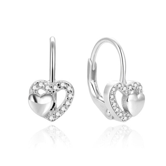 Charming silver earrings with hearts AGUC1283DL