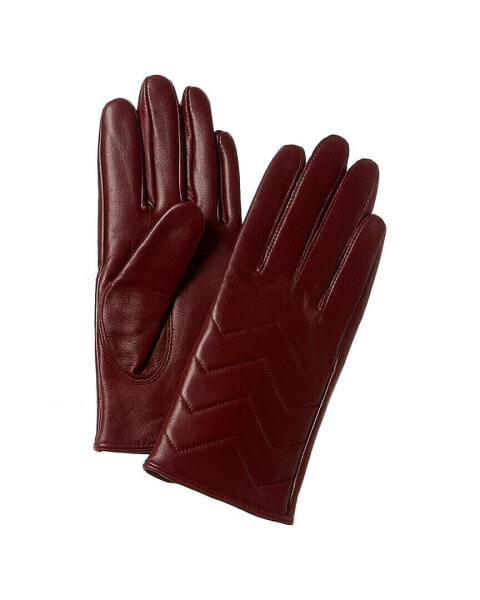 Phenix Quilted V Cashmere-Lined Leather Gloves Women's Red M