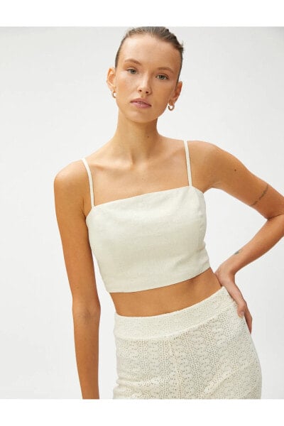 Блузка Koton Crop из льняной смеси