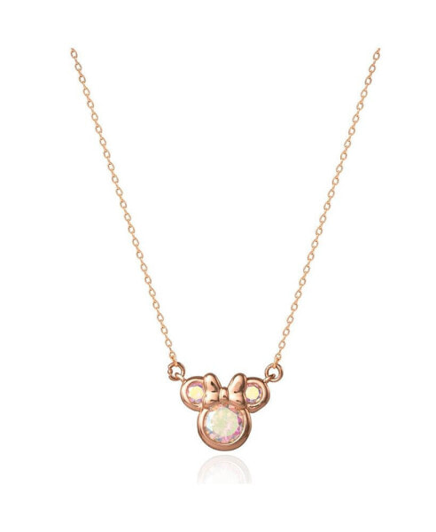 Minnie Mouse Flash Rose Gold Plated Aurora Borealis Cubic Zirconia Necklace