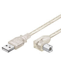 Goobay USB 2.0 Hi-Speed Cable 90°, transparent, 0.5m, 0.5 m, USB A, USB B, USB 2.0, 480 Mbit/s, Transparent