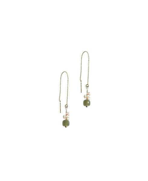 Madeleine — Jade and freshwater pearl drop earrings