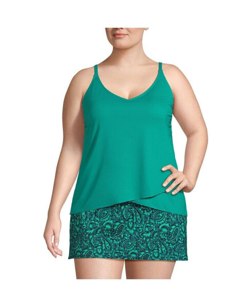 Plus Size DDD-Cup Chlorine Resistant Tulip Hem Tankini Swimsuit Top