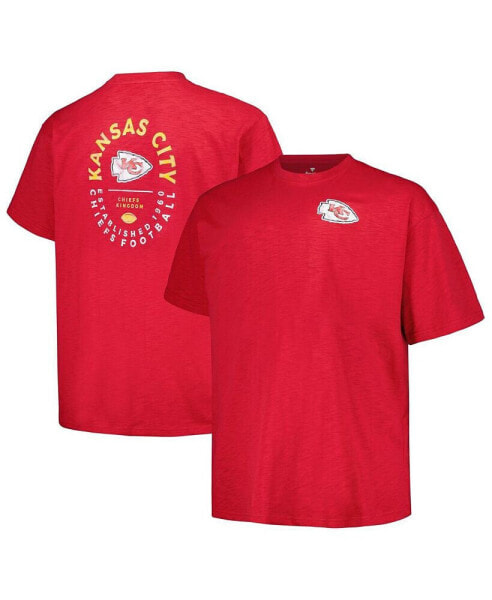 Men's Red Distressed Kansas City Chiefs Big and Tall Two-Hit Throwback T-shirt