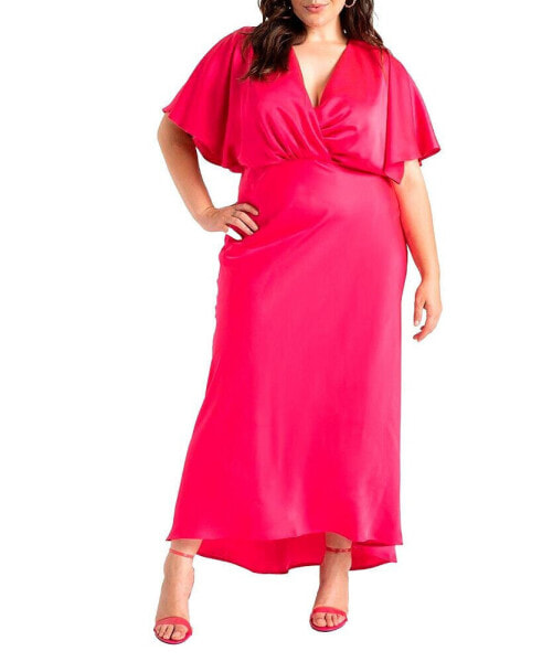 ELOQUII Plus Size Kimono Sleeve Maxi Dress - 28, Pink