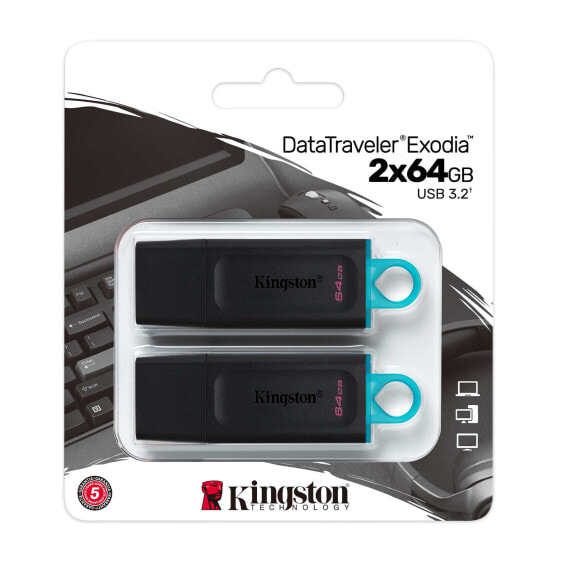 Kingston DataTraveler Exodia - 64 GB - USB Type-A - 3.2 Gen 1 (3.1 Gen 1) - Cap - 11 g - Black