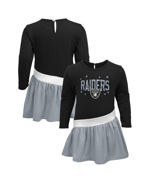 Girls Infant Black, Silver Las Vegas Raiders Heart to Heart Jersey Tri-Blend Dress
