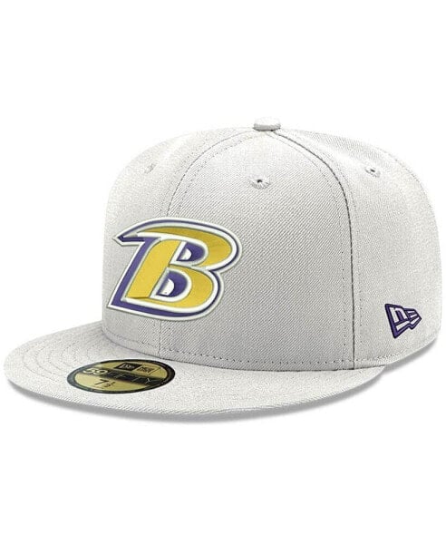 Men's White Baltimore Ravens Omaha Lettermark 59FIFTY Fitted Hat