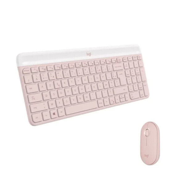 Logitech MK470 Slim Combo -Tastatur und kompakte Wireless, Ultra Silent, 2,4 GHz USB, Plug n 'Play, fr Windows - Rose