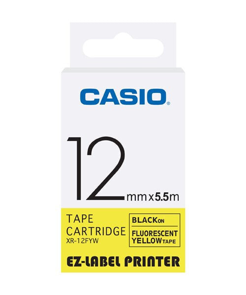 Casio XR-12FYW - Black on yellow - 1.2 cm - 5.5 m