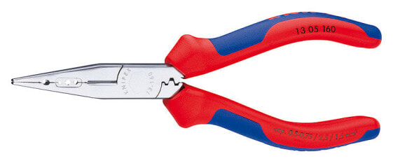 KNIPEX 13 05 160 - Needle-nose pliers - Chromium-vanadium steel - Plastic - Blue - Red - 160 mm - 139 g
