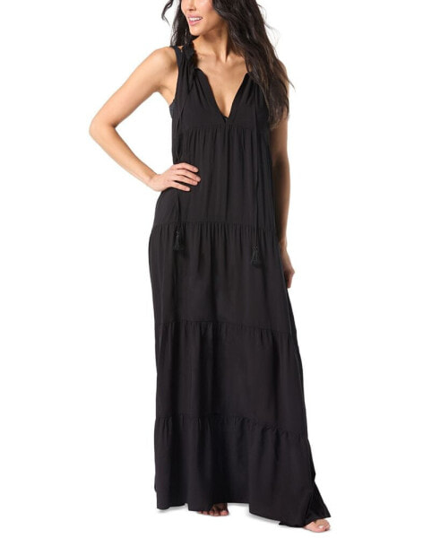 Women's Tiered Maxi Dress Swim Cover-Up