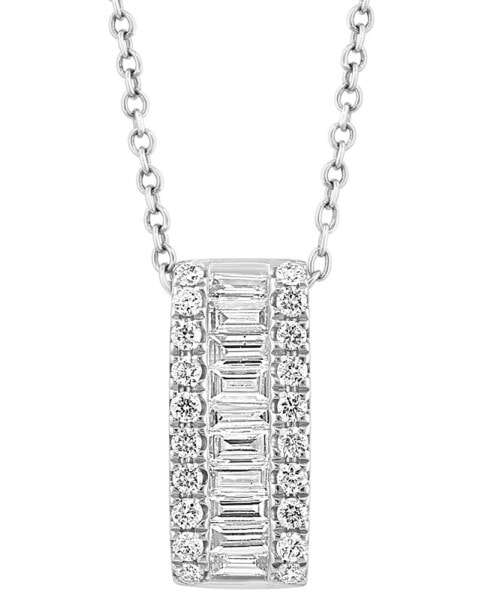 EFFY® Diamond Baguette & Round Vertical Bar 18" Pendant Necklace (1/2 ct. t.w.) in 14k Gold (Also available in 14k White Gold)