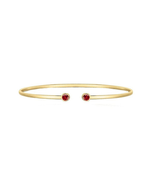 Garnet Open Cuff Bangle 14K Gold