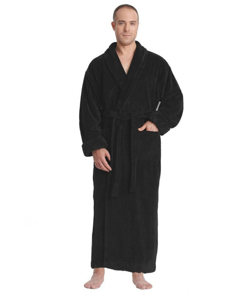 Men's Shawl Collar Full Ankle Length Fleece Bathrobe