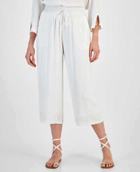 Women's Smocked-Waist Cropped Pants, Created for Macy's