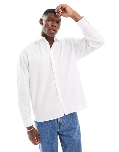 Selected Homme oversized boxy shirt in white