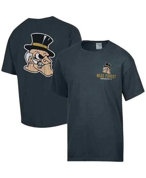 Men's Charcoal Distressed Wake Forest Demon Deacons Vintage-Like Logo T-shirt