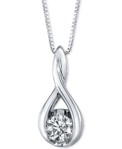 Diamond Twist Pendant Necklace in 14k White Gold (1/8 ct. t.w.)