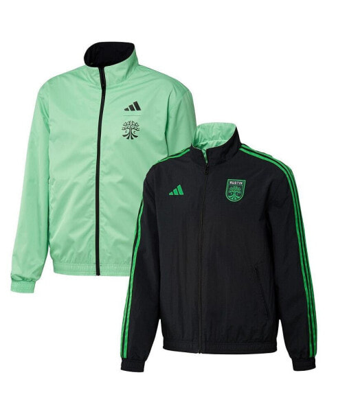 Куртка мужская Adidas Austin FC 2023 Полностью молнией двусторонняя командная антемная черно-зеленая