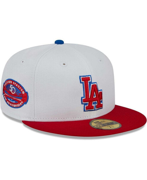 Men's White, Red Los Angeles Dodgers Undervisor 59FIFTY Fitted Hat