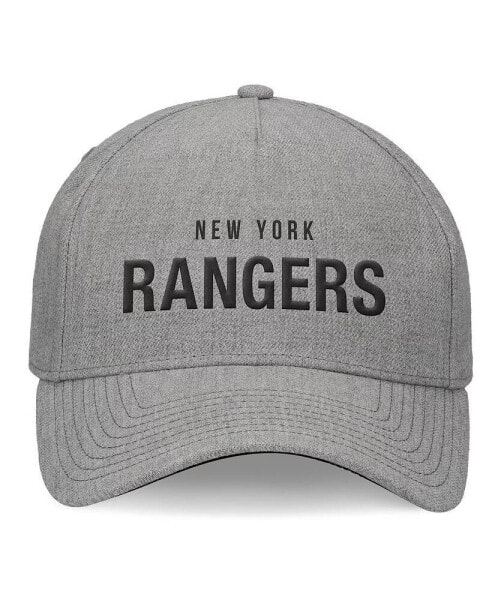 Men's Heather Gray New York Rangers Elements A-Frame Leather Strapback Hat