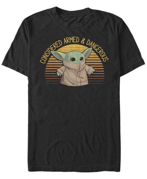 Men's Sunset Cute Yoda Short Sleeve Crew T-shirt