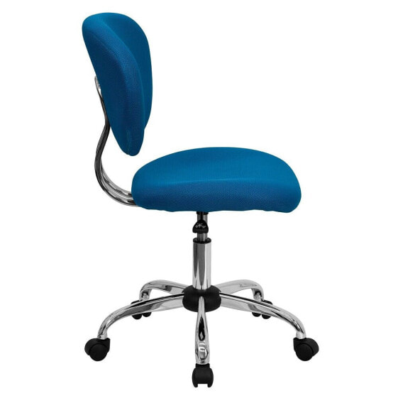 Mid-Back Turquoise Mesh Swivel Task Chair With Chrome Base