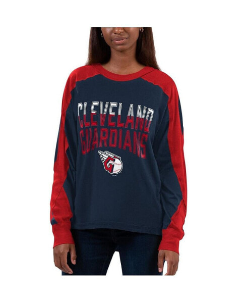 Women's Navy, Red Cleveland Guardians Smash Raglan Long Sleeve T-shirt