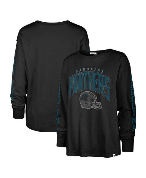 Women's Black Distressed Carolina Panthers Tom Cat Long Sleeve T-shirt