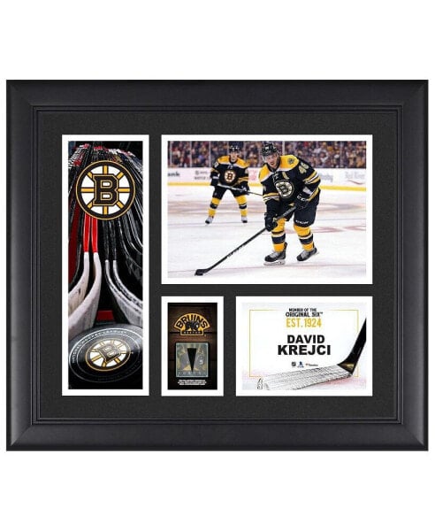 David Krejci Boston Bruins Framed 15" x 17" Player Collage with a Piece of Game-Used Puck
