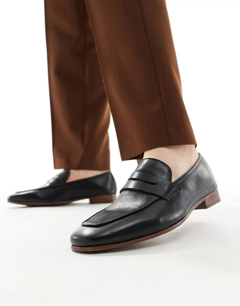 Walk London Capri Saddle Loafers In Black Leather