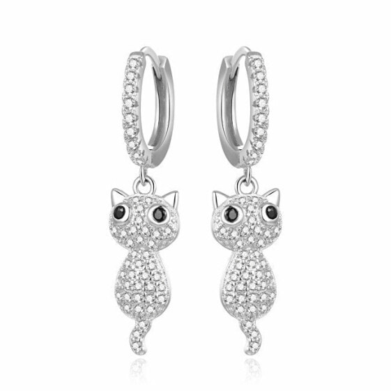 Gentle silver earrings Cats AGUC2574D