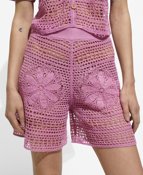 Women's Flowers Detail Crochet Shorts