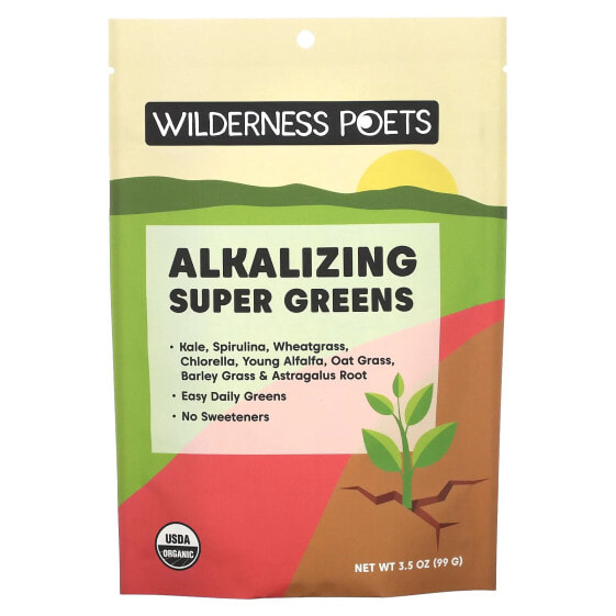 Суперфуды натуральные Organic Alkalizing Super Greens, 3.5 унции (99 г) Лесные поэты