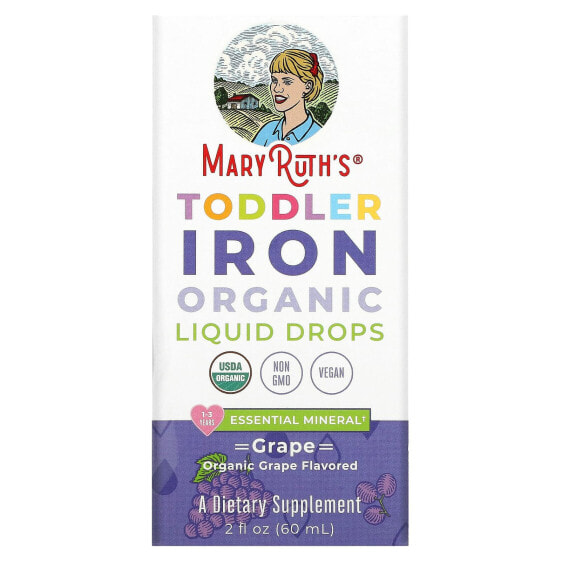 Toddler Iron Organic Liquid Drops, 1-3 Years, Grape, 2 fl oz (60 ml)