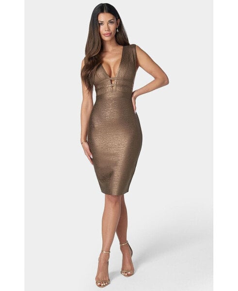 Women's Plunge Metallic Dress