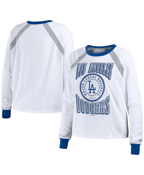 Women's White Los Angeles Dodgers Raglan Long Sleeve T-Shirt