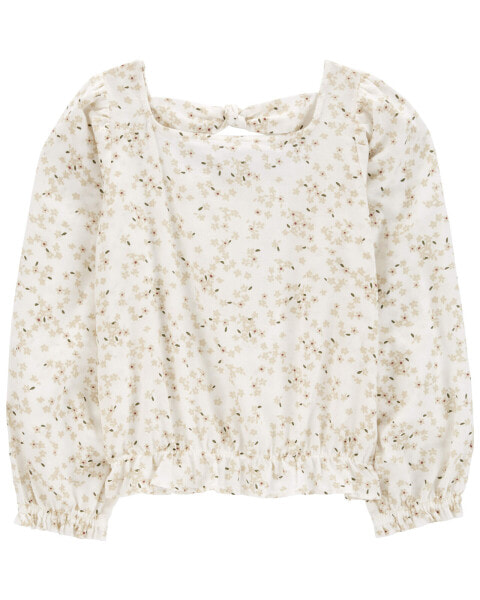 Kid Floral Twill Long-Sleeve Top 6-6X