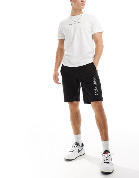 Calvin Klein degrade logo jersey shorts in black