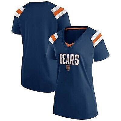 NFL Chicago Bears Women's Authentic Mesh Short Sleeve Lace Up V-Neck Fashion