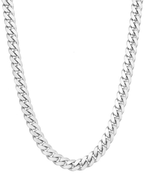 Italian Gold men's Solid Cuban Link 24" Chain Necklace in Sterling Silver