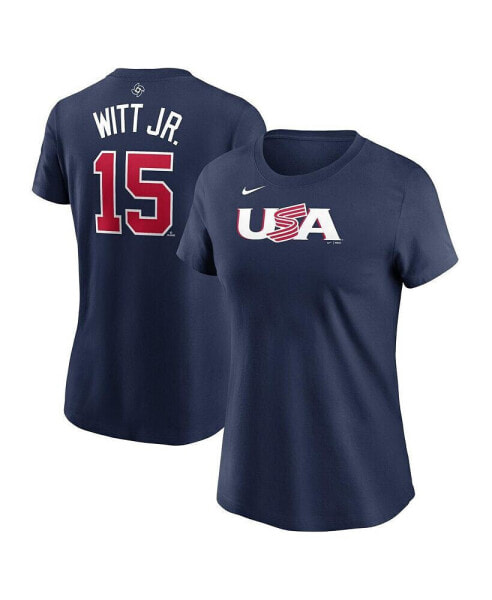 Women's Bobby Witt Jr. Navy USA Baseball 2023 World Baseball Classic Name and Number T-shirt