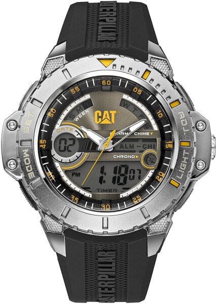 Мужские электронные часы с черным силиконовым ремешком CAT Watch Men's 'Anadigit' (Model: MA14521131)