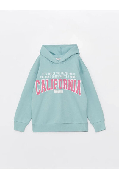 Baskılı Uzun Kollu Kız Çocuk Hoodie