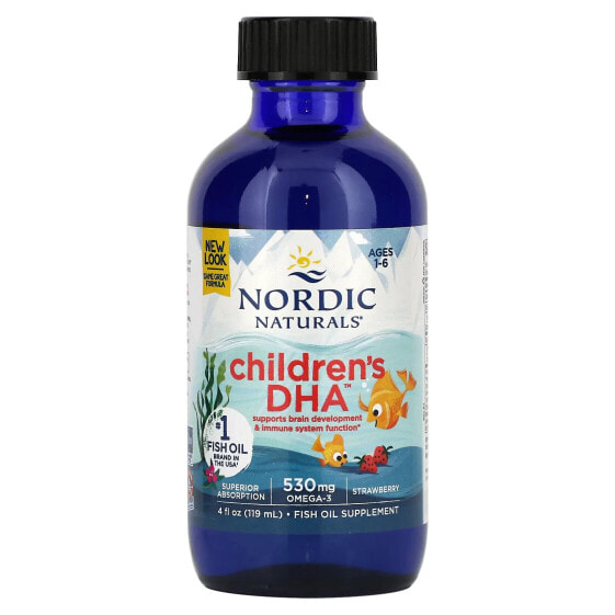 Витамин для детей Nordic Naturals Children's DHA, Ages 1-6, С клубничным вкусом, 530 мг, 4 ж. унц. (119 мл) (530 мг на 1/2 ч. л.)