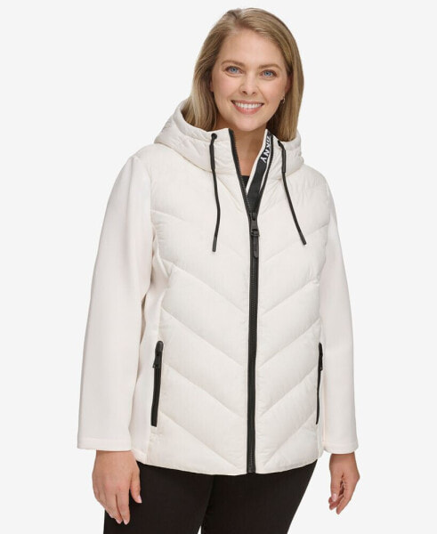 Women's Plus Size Hooded Scuba Packable Puffer Coat