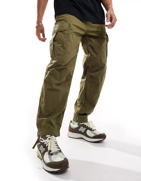 Superdry Baggy parachute pants in burnt olive