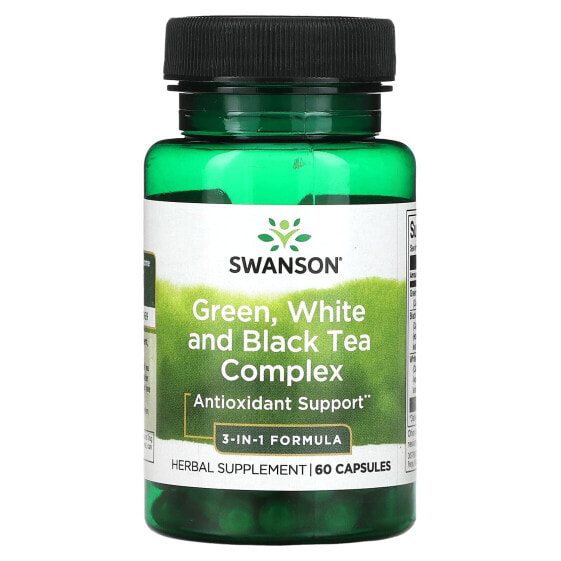 Зелёный, белый и черный чайный комплекс, 60 капсул Swanson.