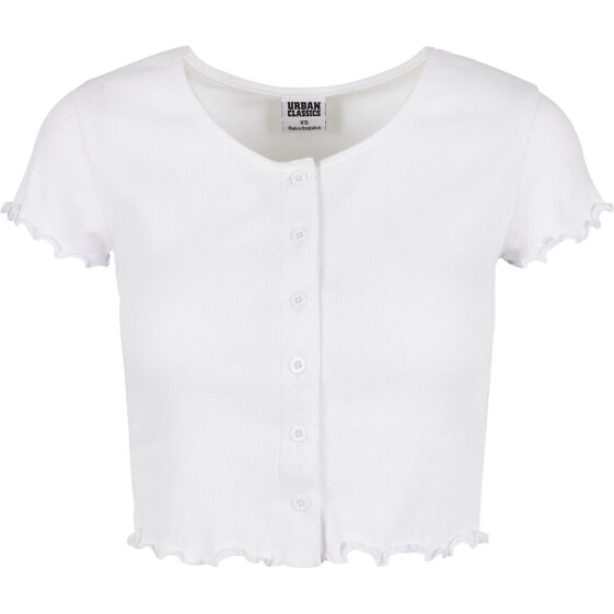 URBAN CLASSICS Cropped Button Up Rib-Big short sleeve T-shirt